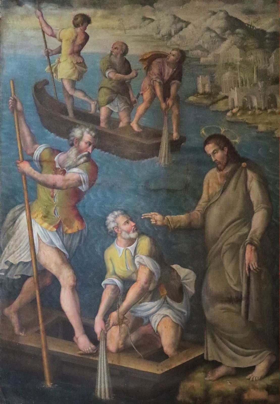 Giovanni Maria Baldassini: Jesus beruft Andreas und Simon Petrus, 1574, in der Kirche San Giovanni Battista in Gubbio