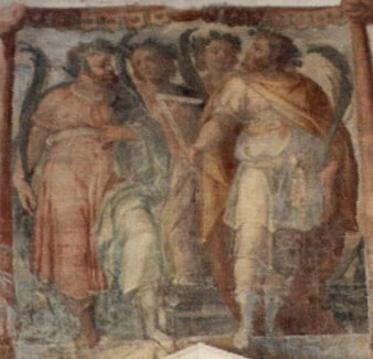 'die vier Gekrönten', Fresko in der Kirche Santi Quattro Coronati in Rom