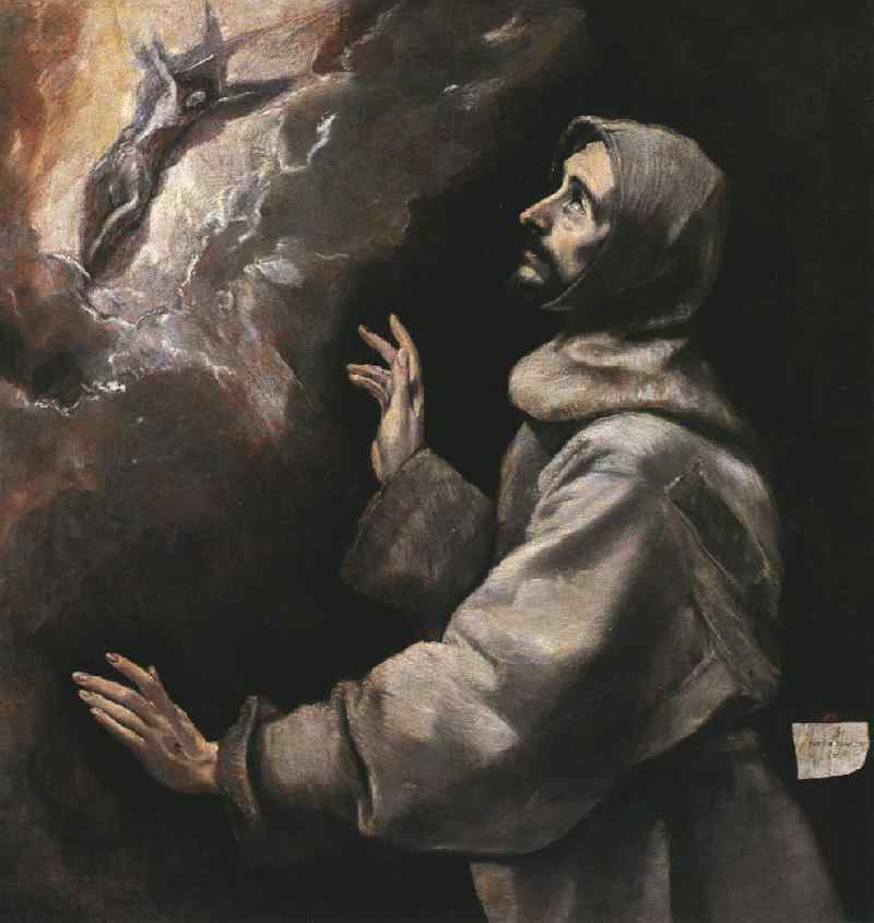 El Greco: Die Stigmatisierung des Franziskus, 1577 - 1579, im Nationalmuseum del Prado in Madrid
