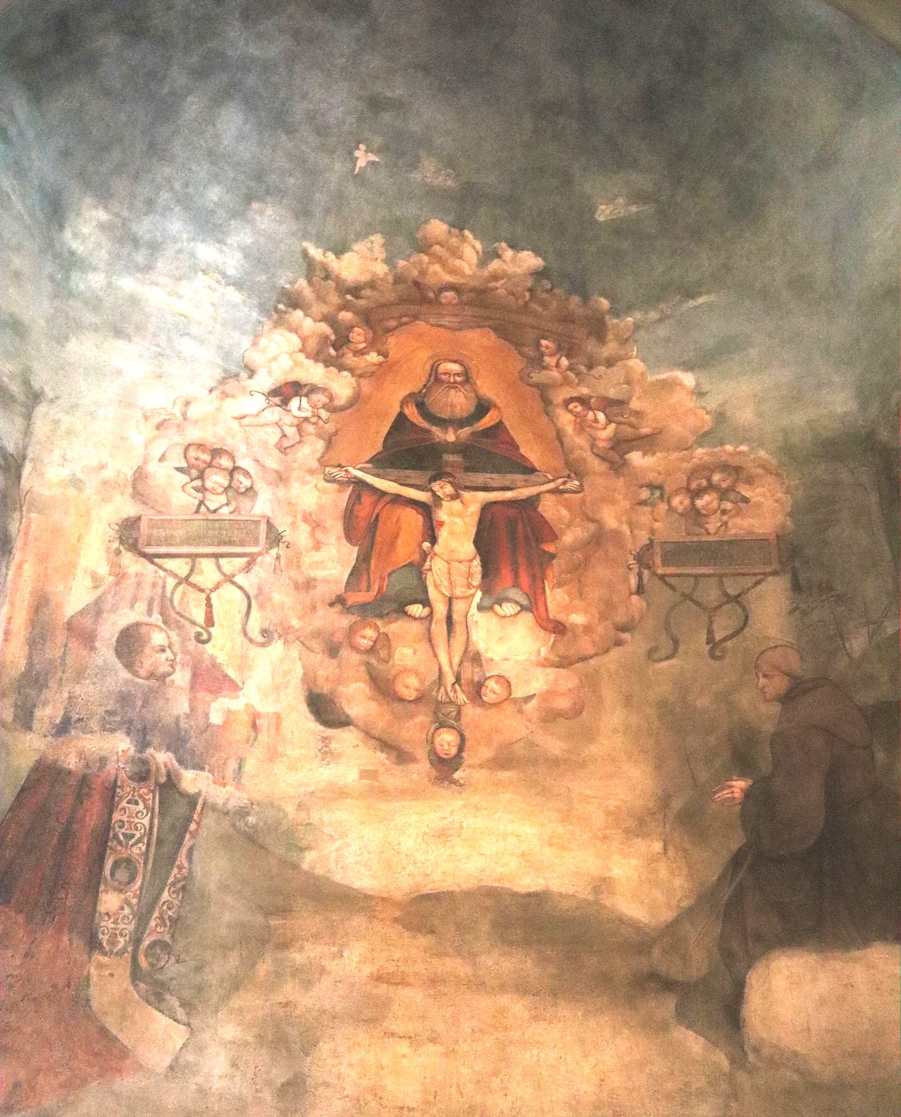 Antonio Aleotti: Die Dreieinigkeit, verehrt von Franziskus (rechts) und dem Kanoniker Cesare Isolani (links), 1509, im Dom in Cesena