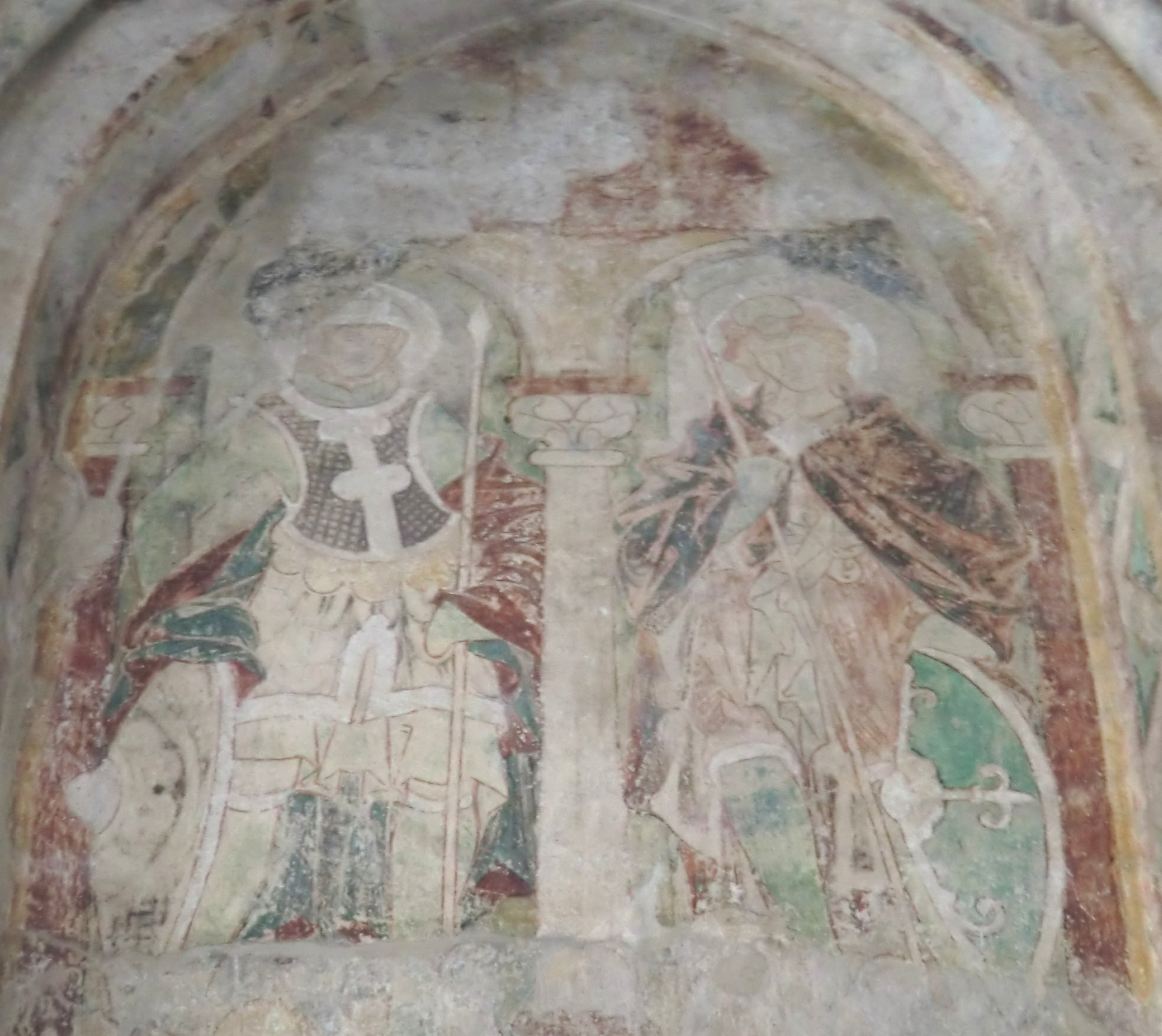 Wandmalerei: Soldaten der Thebäischen Legion, 13. Jahrhundert, in der Taufkapelle der Kirche St. Gereon in Köln