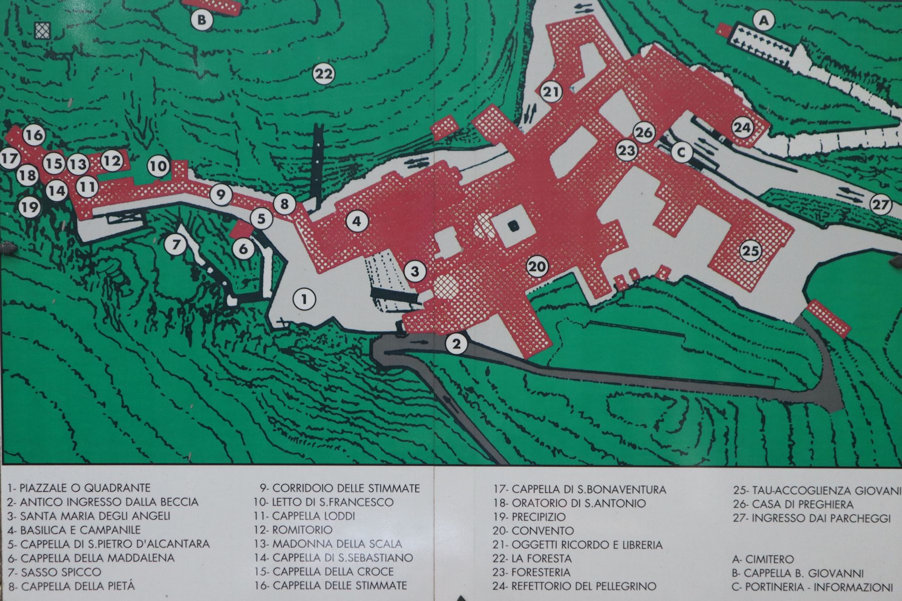 Plan des Sanktuariums La Verna
