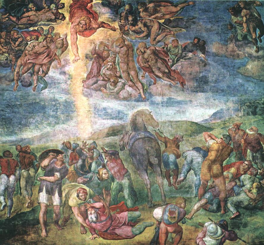 Michelangelo: Paulus' Bekehrung, Fresko in der Cappella Paolina der Palazzi Pontifici im Vatikan, 1542 - 45