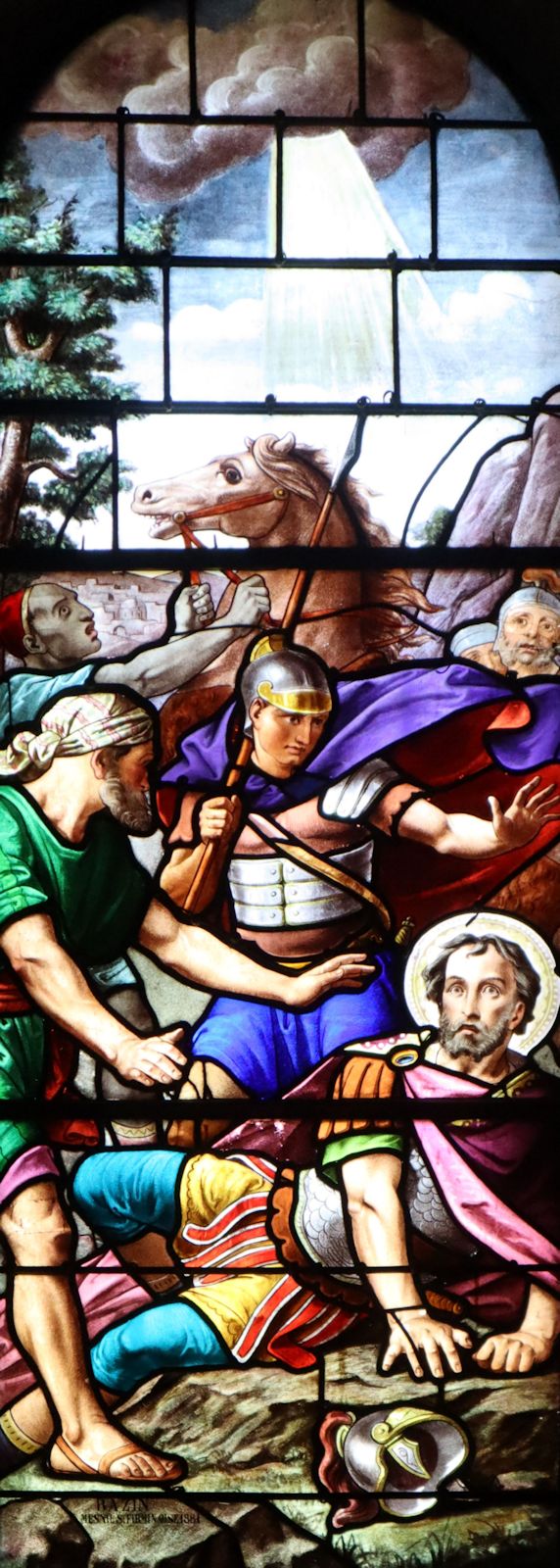 Julien Stéphane Bazin: Agrippanus' Martyrium, Glasfenster, 1881, in der Pfarrkirche in Saint-Agrève