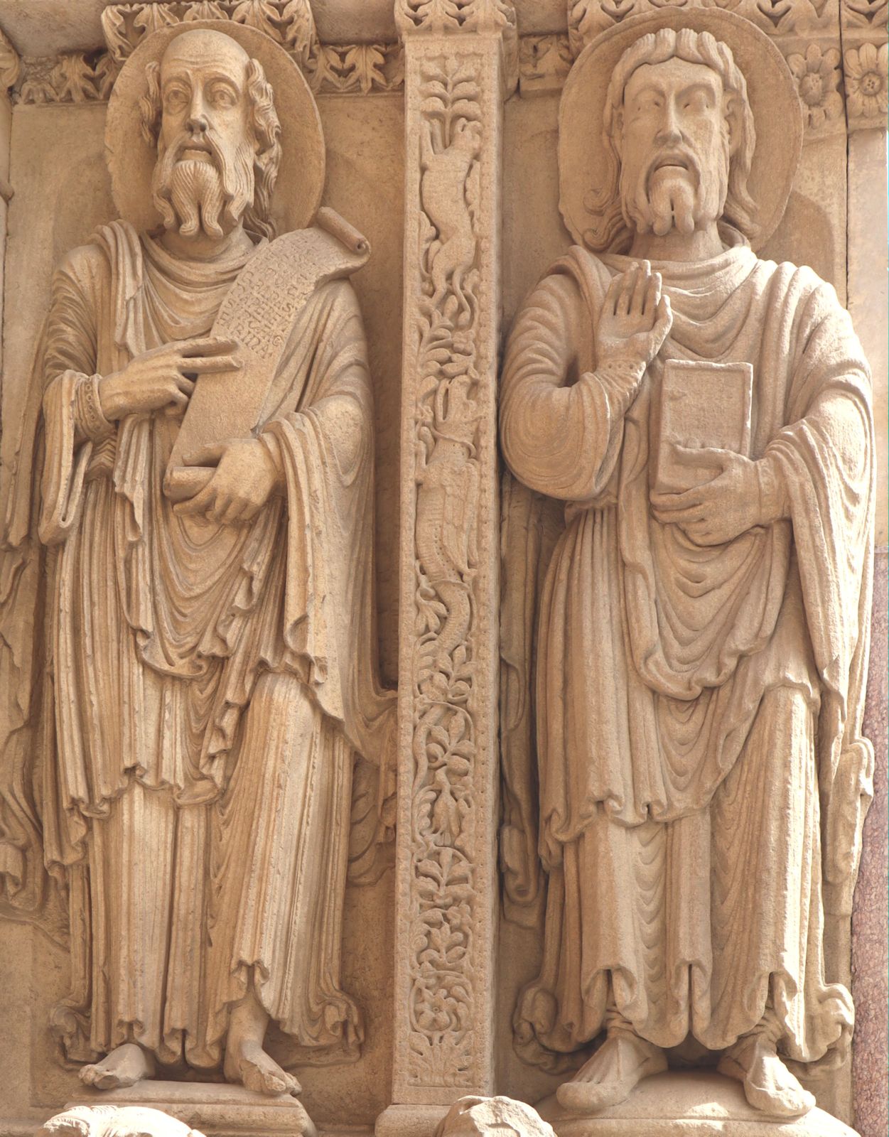 Statuen: Andreas (rechts) und Paulus, um 1185, an der Kathedrale Saint Trophime in Arles