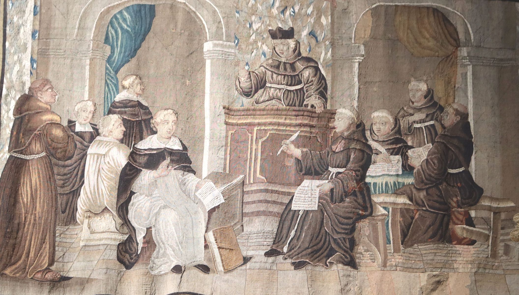 Tapisserie: Bonaventura als Lehrer, 18. Jahrhundert, in der Kirche Saint-Bonaventure in Lyon