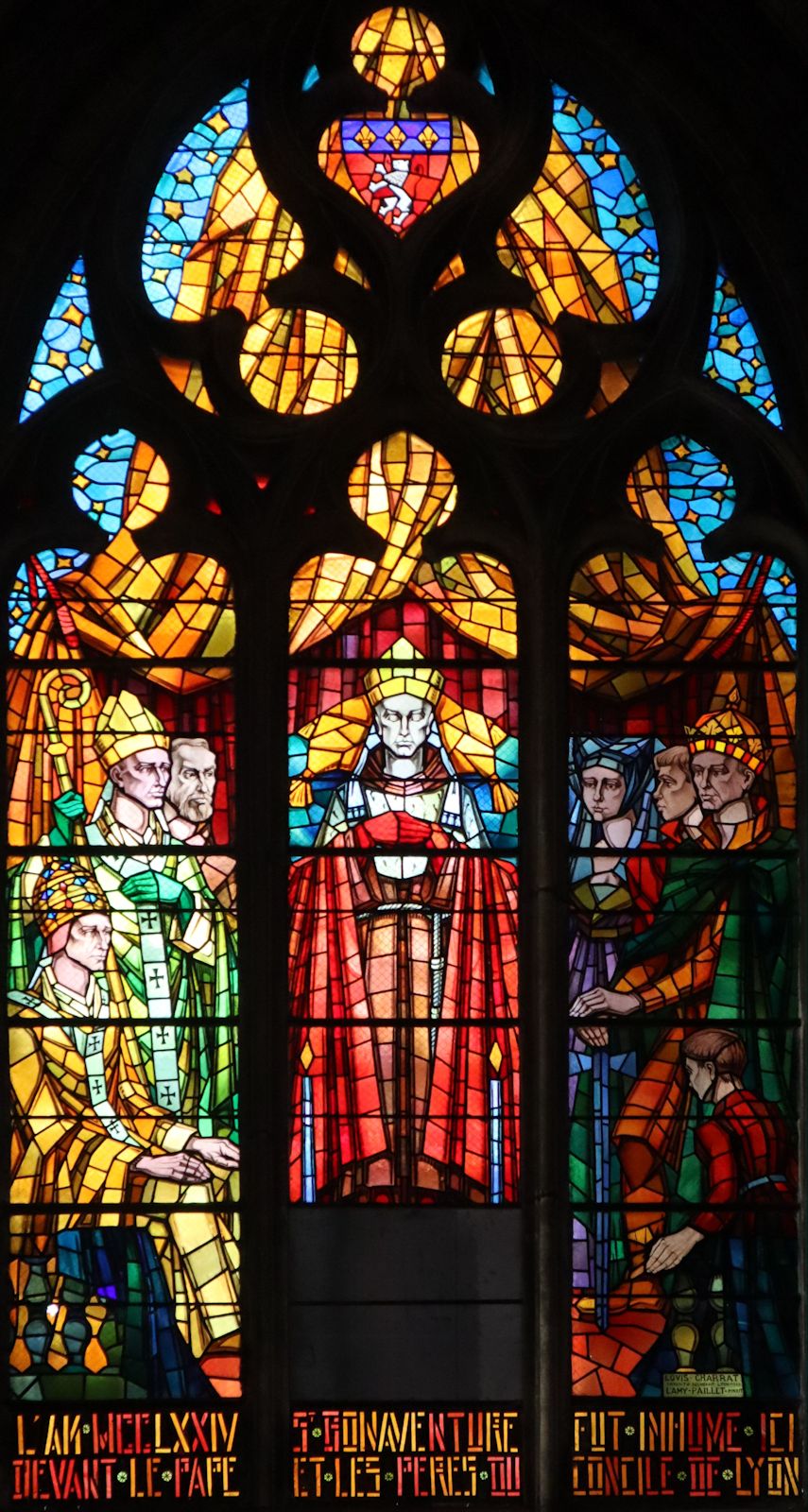 Joséphine Lamy-Paillet nach dem Entwurf von Louis Charrat: Bonaventuras Bestattung im Beisein von  Papst Gregor X., 1950, in der Kirche Saint-Bonaventure in Lyon