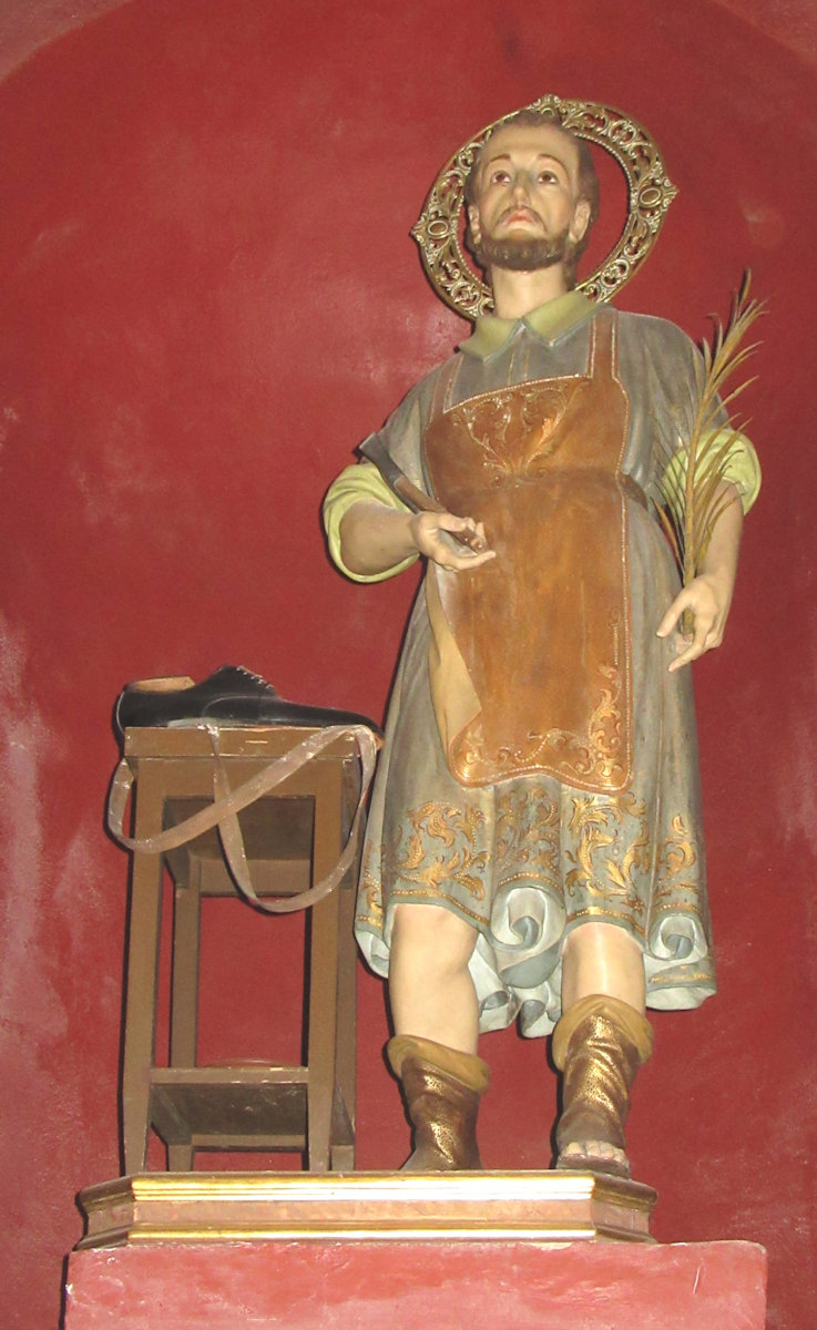 naive Crispin-Statue, in der Kirche Mariä Himmelfahrt in Almansa bei Albacete
