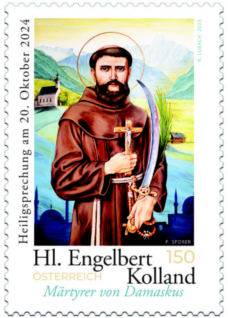 Sonderbriefmarke „Heiliger Engelbert Kolland” der Österreichischen Post, 2025