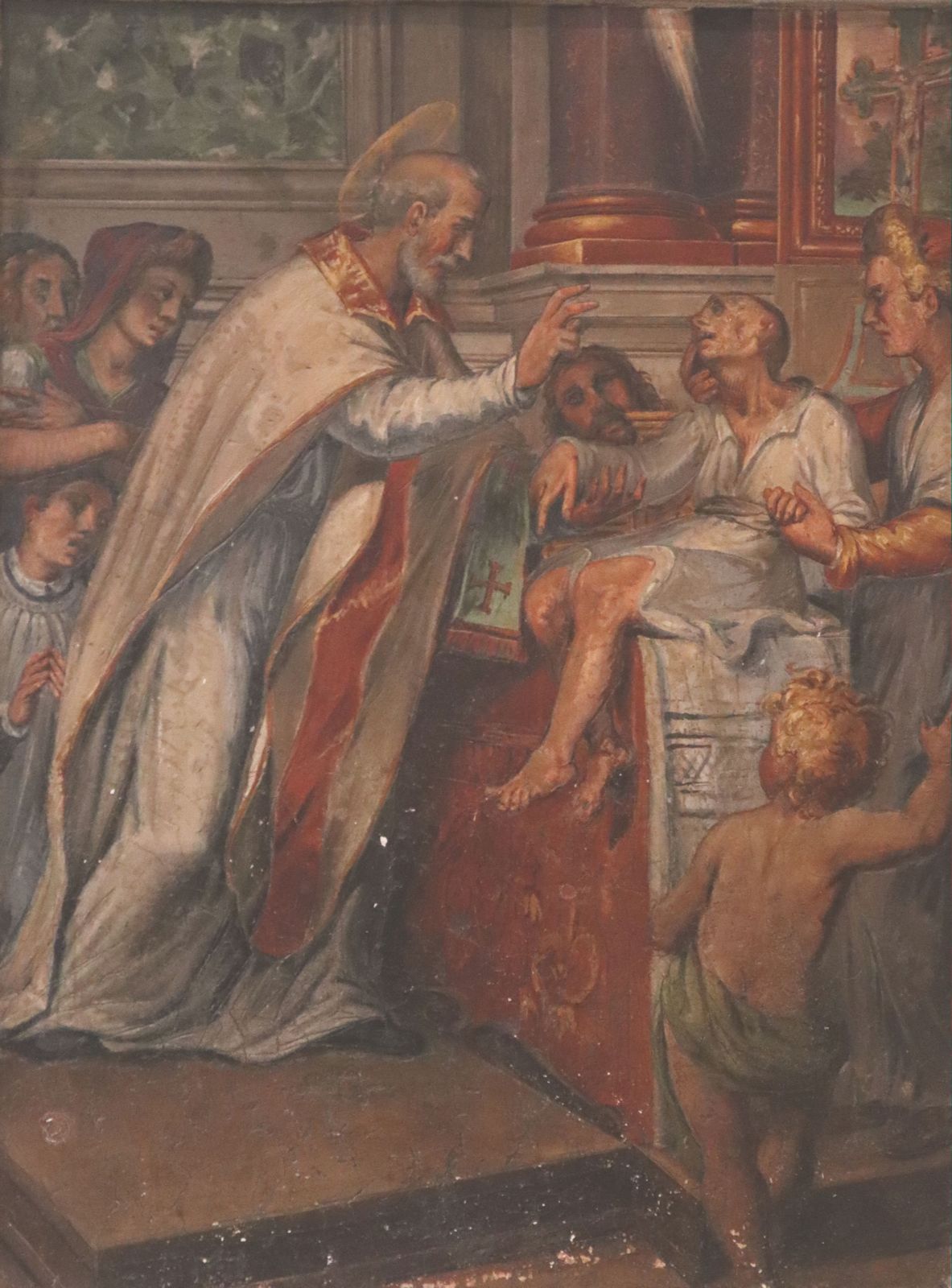 Giovanni Balducci: Felix hilft einem Kranken, 1582, Fresko in der Kathedrale in Pistoia