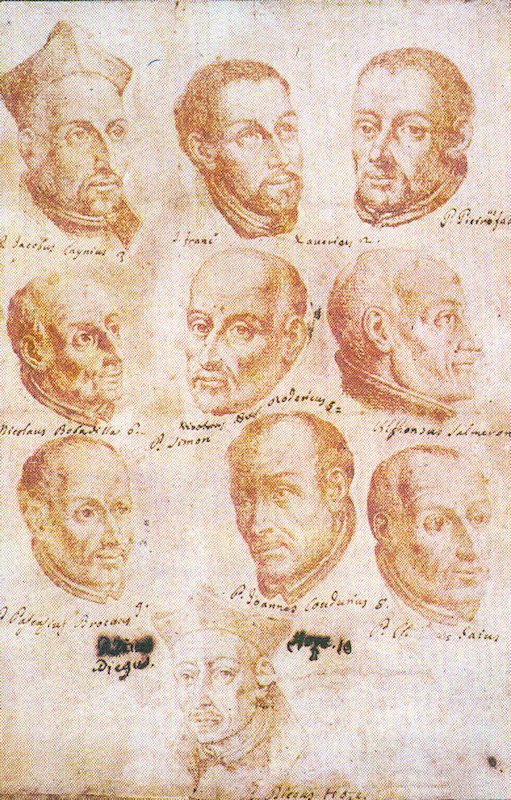 die ersten zehn Gefährten von Ignatius von Loyola mit Franz Xaver oben in der Mitte
