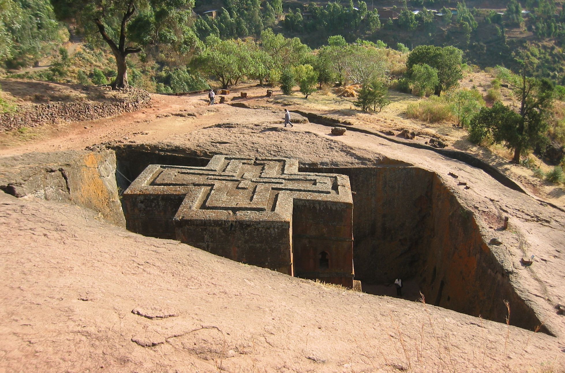 Georg geweihte Felsenkirche Bete Gyorgis in Lalibela in Äthiopien