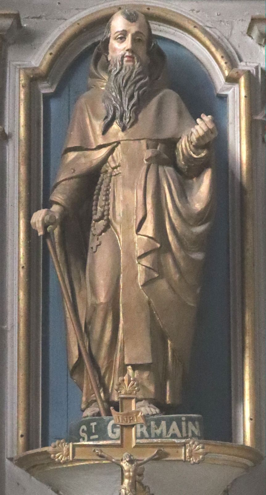Statue am Hochaltar der Pfarrkirche in Saint-Germain-l'Herm