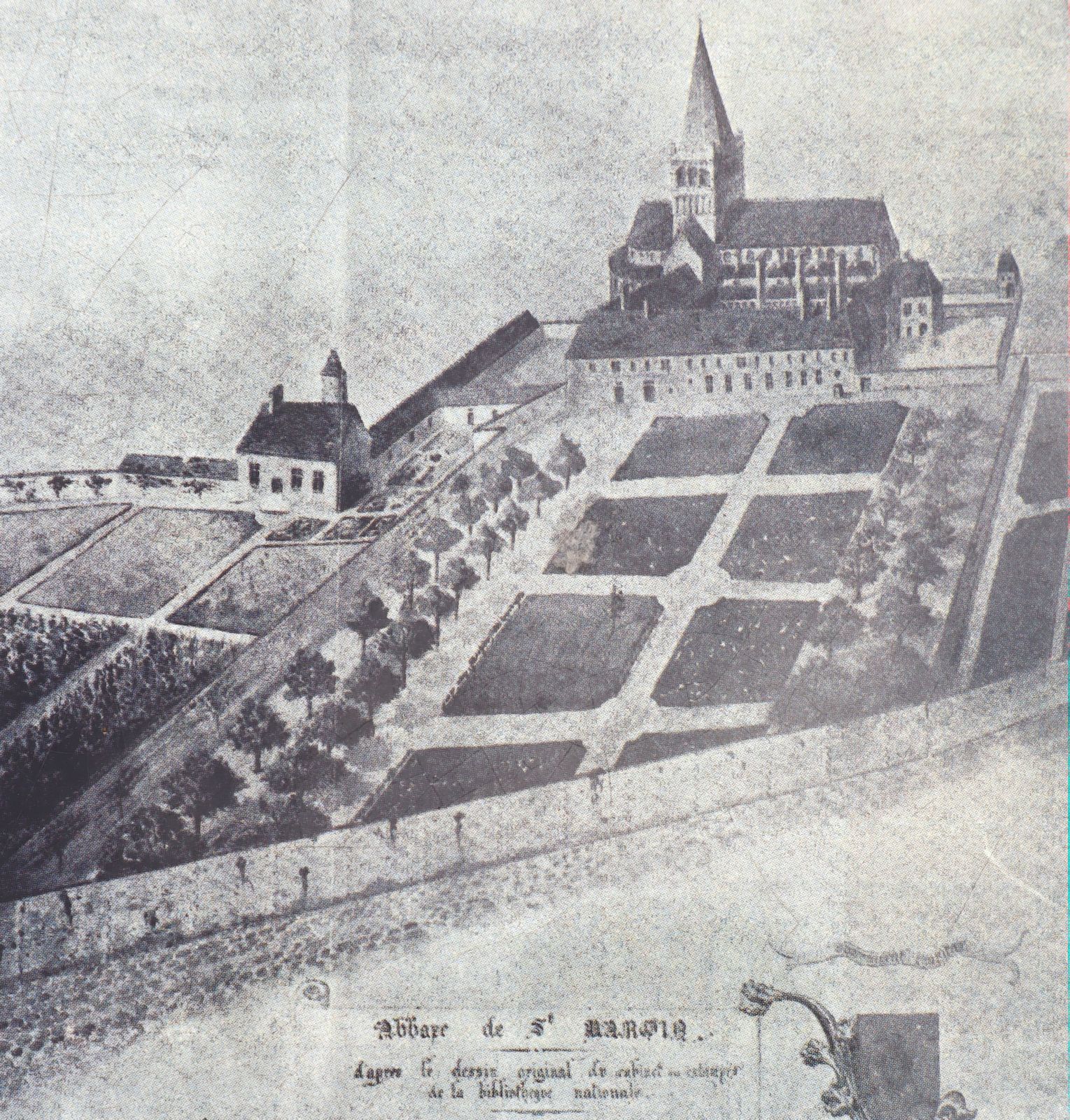 Kupferstich: ehemaliges Kloster Saint-Martin in Nevers, um 1634