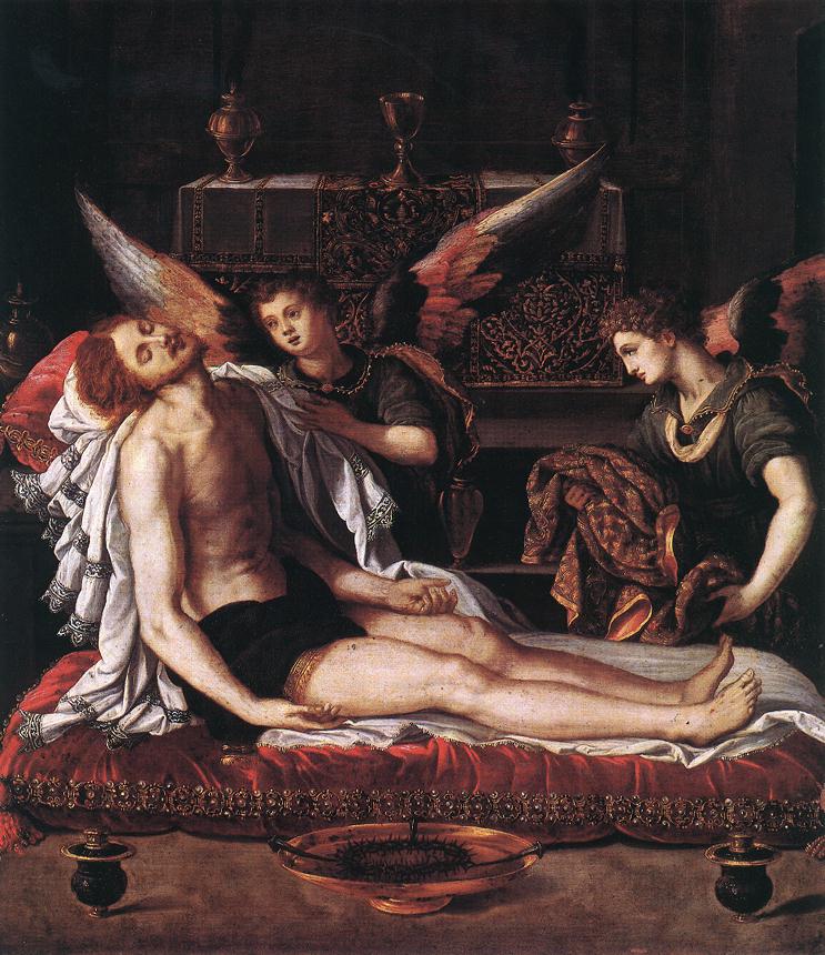 Alessandro Allori: Christi Leichnam mit zwei Engeln, im Museum der schönen Künste in Budapest