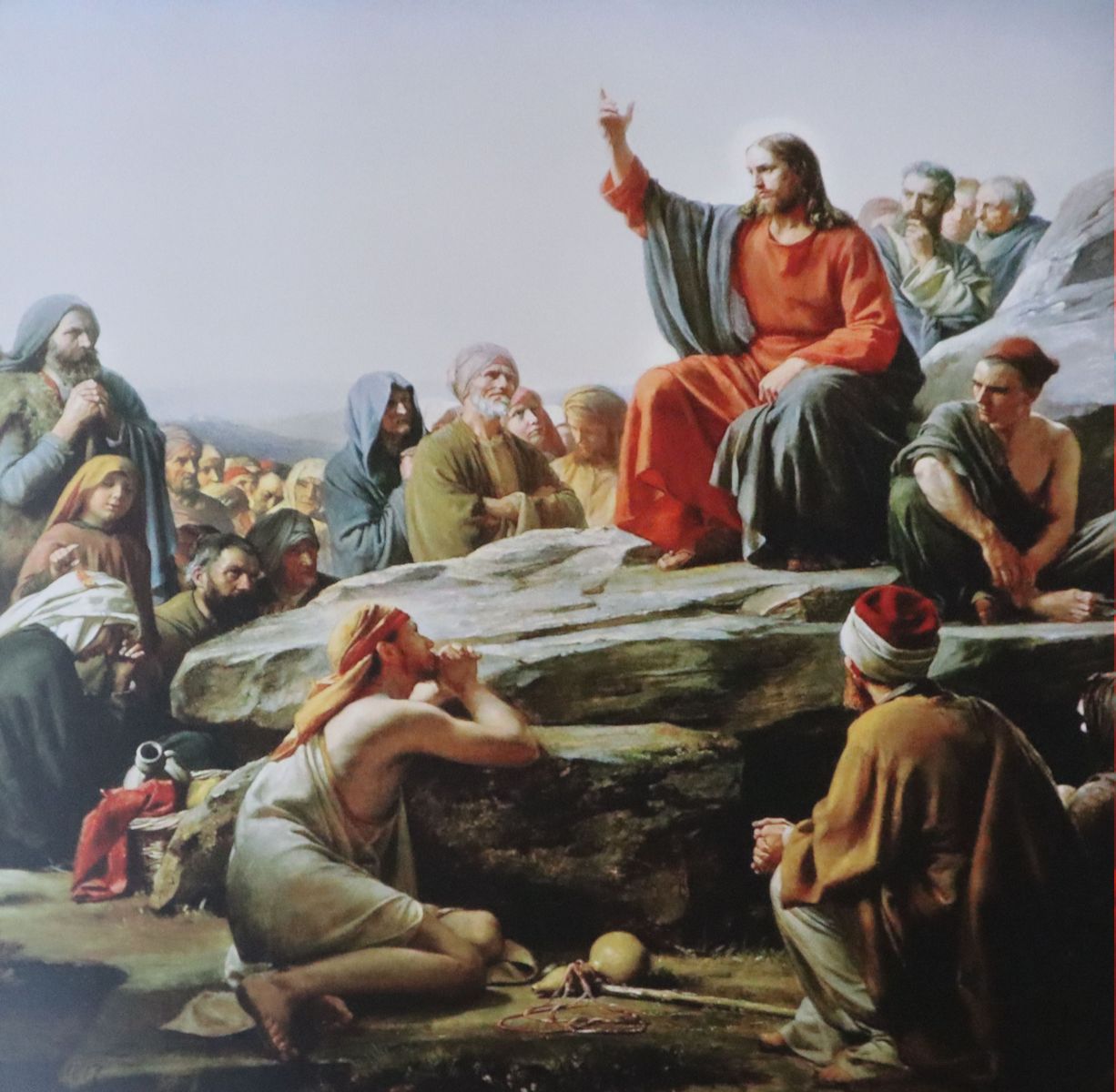 Carl Heinrich Bloch: Jesus bei der Bergpredigt, 1875, Original in der Kapelle des Schlosses Frederiksborg in Hillerød auf Seeland in Dänemark, Kopie in der Kathedrale in Ripatransone in den Marken