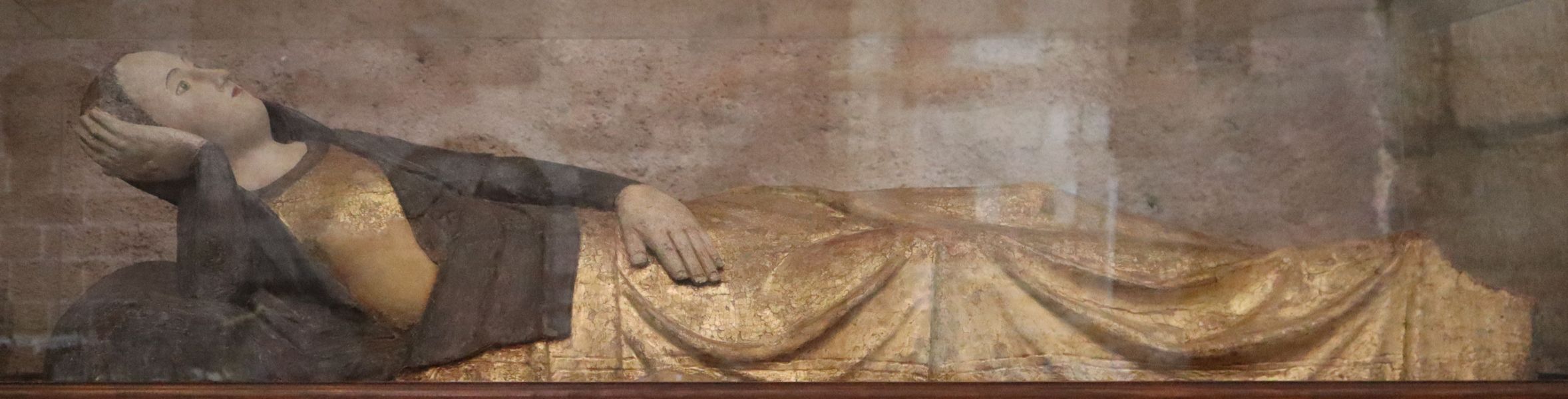 eine sehr seltene Darstellung: die schwangere Maria, 14. Jahrhundert, in der Basilika Saint-Julien in Brioude in Frankreich
