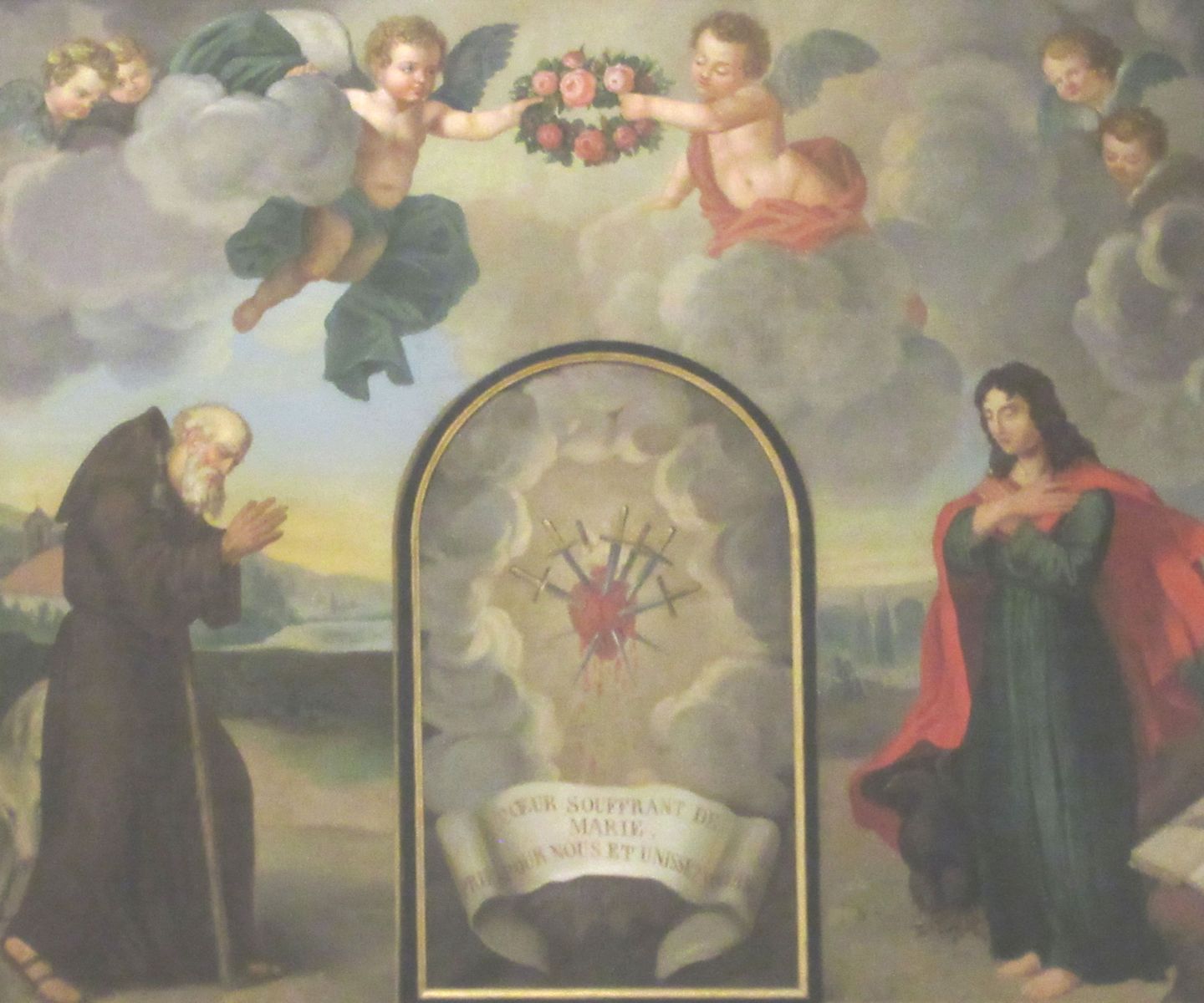 der Augustiner-Eremit Fiacre bittet im Namen des Königspaares um Nachwuchs, Bild in der Pfarrkirche in Cotignac