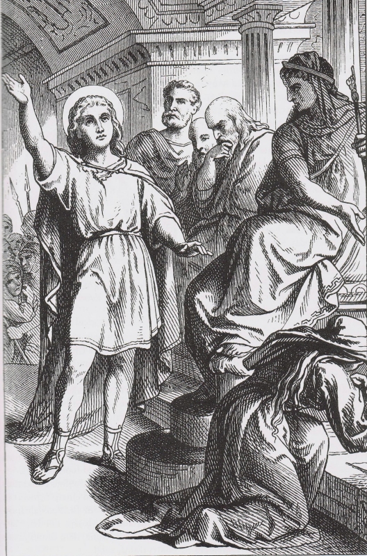 Pankratius vor Kaiser Diokletian, nach einem Stich aus dem 19. Jahrhundert