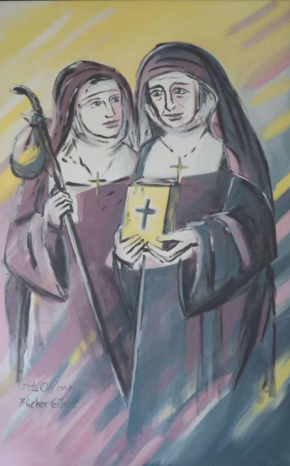 Gemälde: Placida (links) mit Maria Magdalena Postel, 2006, im Bergkloster in Heiligenstadt