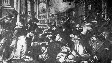 Kazimierz Cisowskiego: Sadok und seine Mitbrüder werden von Tataren erschlagen, 1726