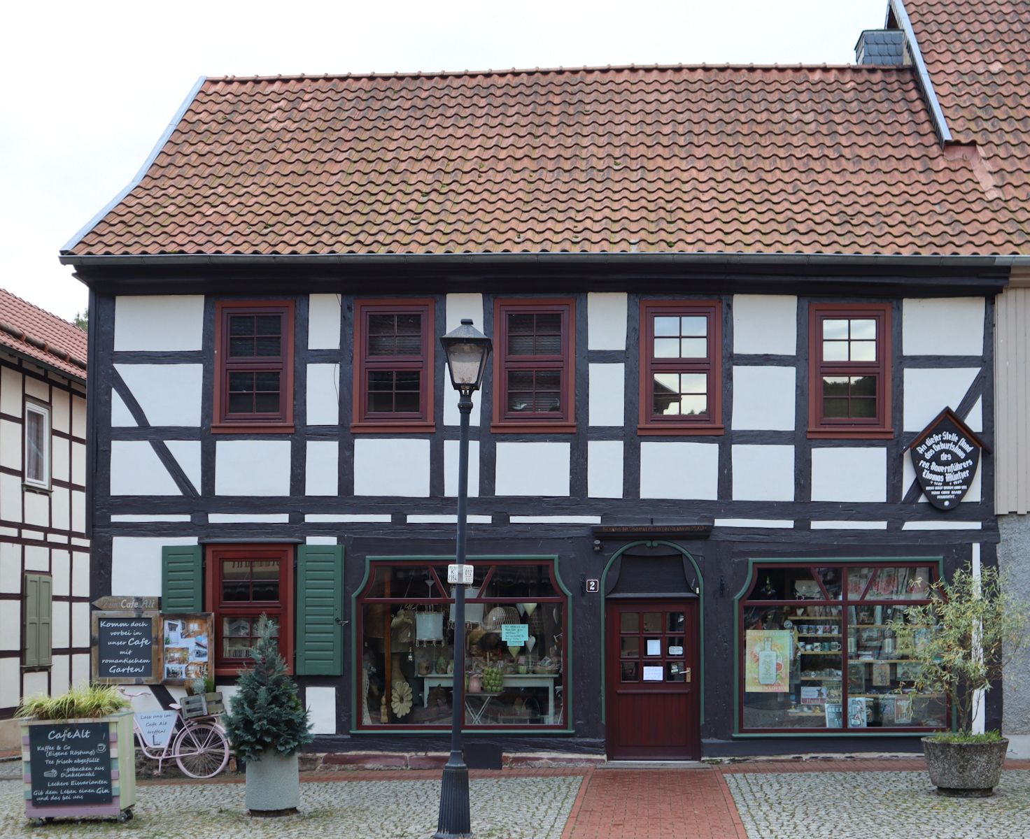 Haus an der Stelle des 1851 abgebrannten Geburtshauses von Thomas Müntzer in Stadt Stolberg